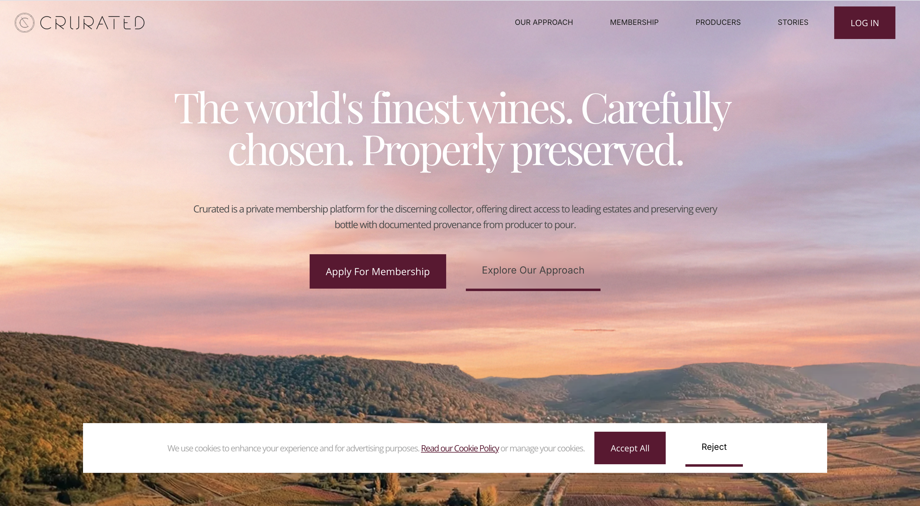 CRURATED — marketplace privato per collezionisti di vini pregiati. Accesso diretto ai migliori produttori mondiali