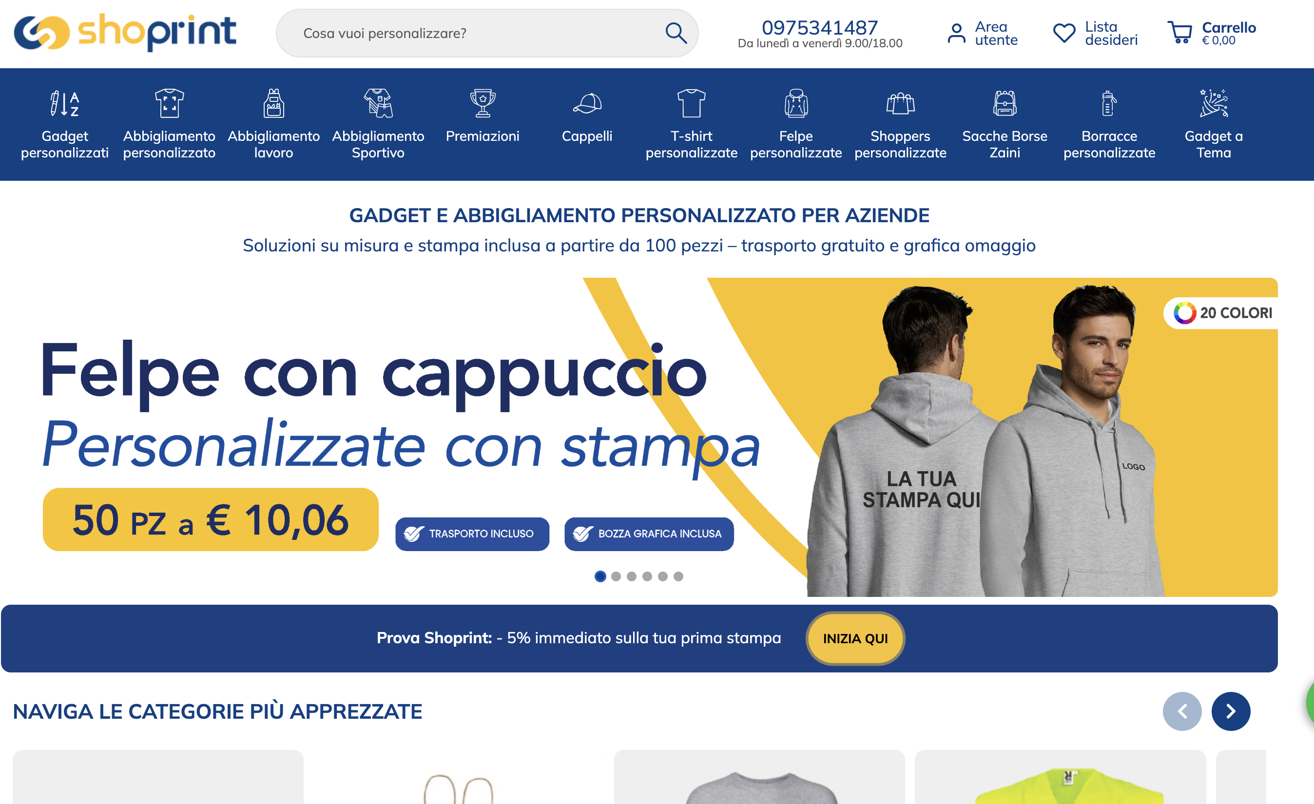 Shoprint — e-commerce gadget e abbigliamento personalizzato per aziende